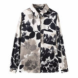 Fashionable floral printed satin shirt