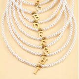 High-grade Titanium Steel Pendant Personality 26 Letter Pearl Necklace