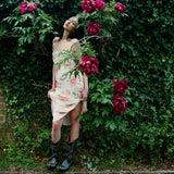 V-neck floral dress -Silk