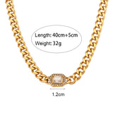 Shannon Stainless Steel Cuban Link Chain Zircon Bracelet or Necklace