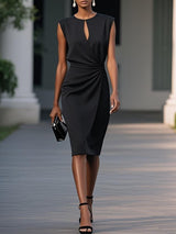 Cross And Knotted Round Neck Dress