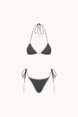 PEACHES CROCHET TRIM KINI - NOIR
