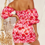 Printed Off-shoulder Dress