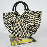 Rattan Wicker Straw Woven Half-round Bag