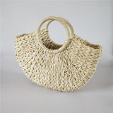 Rattan Wicker Straw Woven Half-round Bag