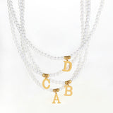 High-grade Titanium Steel Pendant Personality 26 Letter Pearl Necklace