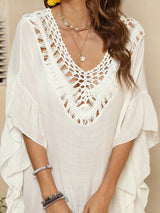 Ruffle edge beach bikini outer cover shirt