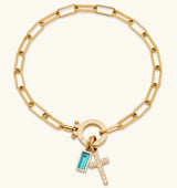 Moon Stone Love Knot Plated 18K Gold Bracelet