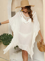 Ruffle edge beach bikini outer cover shirt