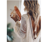 Long-sleeved V-neck lace long dress