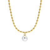 Jen Titanium Steel 18K Gold Pearl Necklace