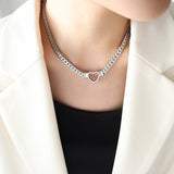 Small Heart Necklace Titanium Steel Hollow