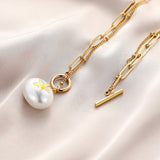 Stainless Steel Round Pearl Star Necklace