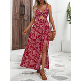 Lillian || European And American Summer Women's Hollow Pleated Halterneck Printed Dress