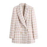Double Breasted Check Blazer