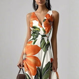 Printed Girdle Oversized Swing Dress