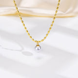 Jen Titanium Steel 18K Gold Pearl Necklace