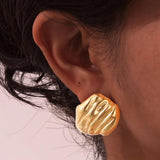 Gold Oval Earrings Retro Style