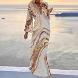 Printed V-neck Chiffon Beach Dress