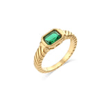 Stainless Steel Waterproof Black White Green Zircon Ring