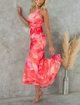 Jess || Flowers Print One-shoulder