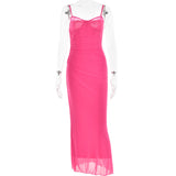 Strap Tube Top Mesh Long Dress