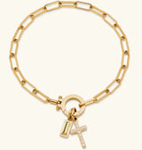 Moon Stone Love Knot Plated 18K Gold Bracelet