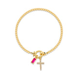 Moon Stone Love Knot Plated 18K Gold Bracelet
