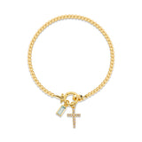 Moon Stone Love Knot Plated 18K Gold Bracelet