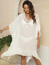 Ruffle edge beach bikini outer cover shirt