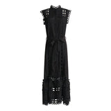 Hollow waist cinching long skirt