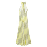 Long satin backless sleeveless dress for women