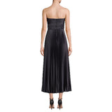 Pleated Wrap Chest Satin Dress