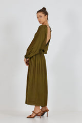 CELONI DRESS -GREEN OLIVE