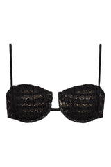 Black Daisy Lace Petal Bikini Top
