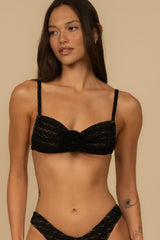 Black Daisy Lace Devin Rosa Bikini Top