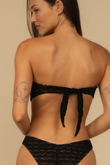 Black Daisy Lace Tori Ties Bandeau Bikini Top