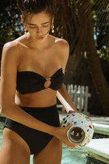 Black Rib Tori Bandeau Bikini Top