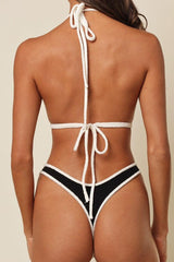 Black (Cream Binded) Terry Rib Emma Bikini Top