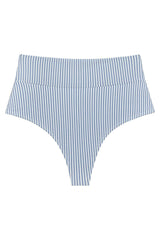 Classic Blue Stripe Added Coverage High Rise Bikini Bottom