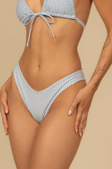 Classic Blue Stripe Added Coverage Lulu (Zig-Zag Stitch) Bikini Bottom