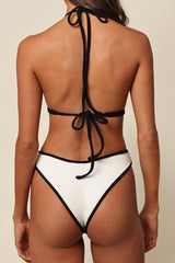 Cream (Black Binded) Terry Rib Emma Bikini Top