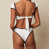 Cream (Black Binded) Terry Rib Lulu Bikini Bottom