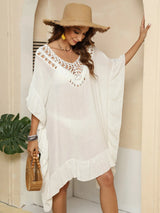Ruffle edge beach bikini outer cover shirt