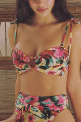 Isla Floral Tori Ties Bandeau Bikini Top
