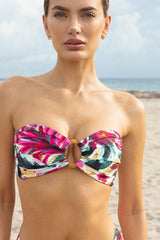 Isla Floral Tori Ties Bandeau Bikini Top