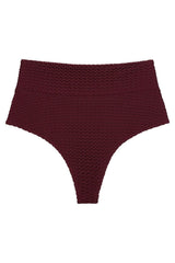 Maroon Crochet Added Coverage High Rise Bikini Bottom