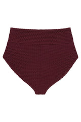 Maroon Crochet Full Coverage High Rise Bikini Bottom