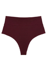 Maroon Crochet Full Coverage High Rise Bikini Bottom
