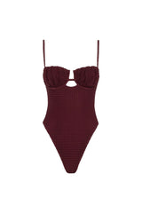 Maroon Crochet Petal One-Piece